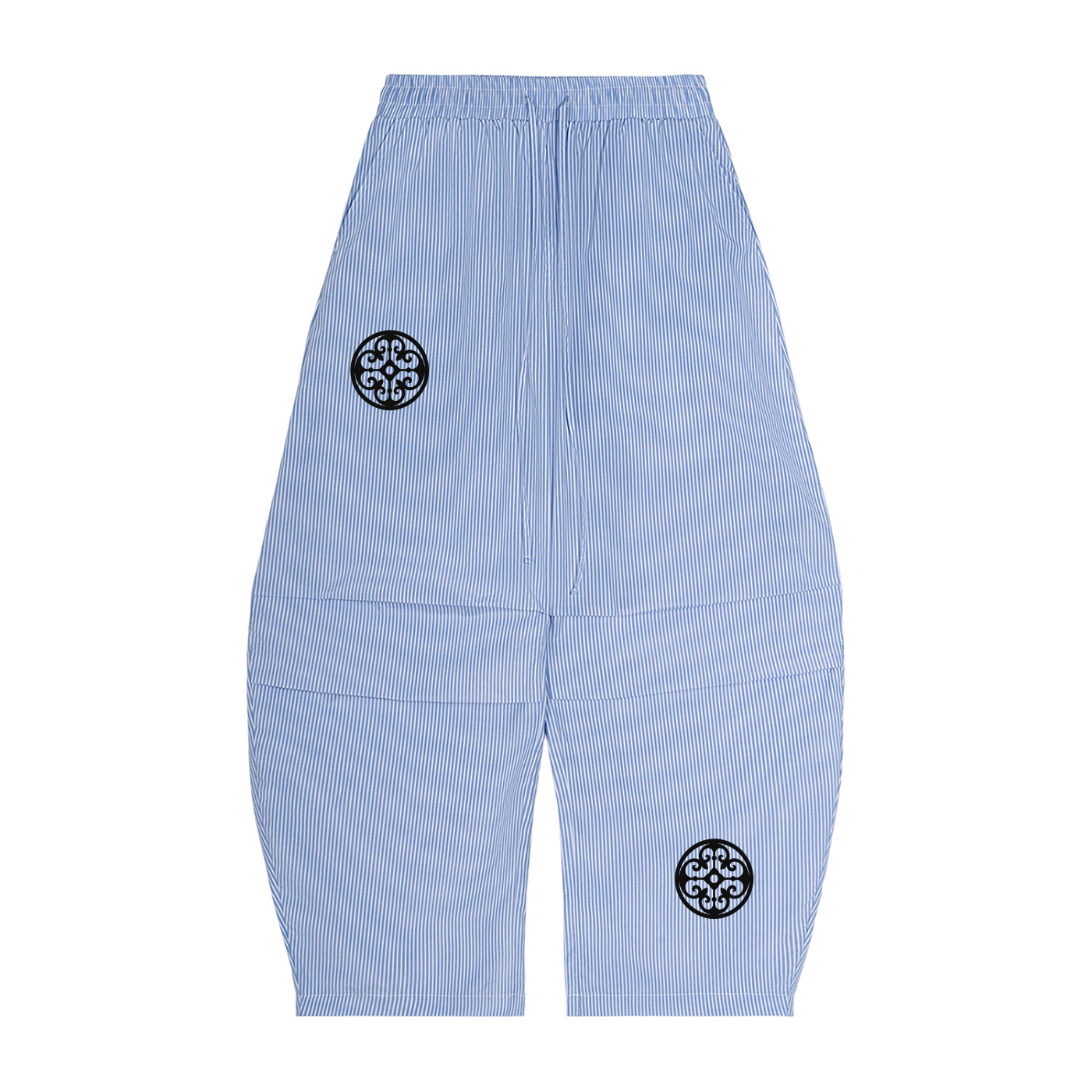Unisex Vertical Stripe Drawstring Barrel Pants
