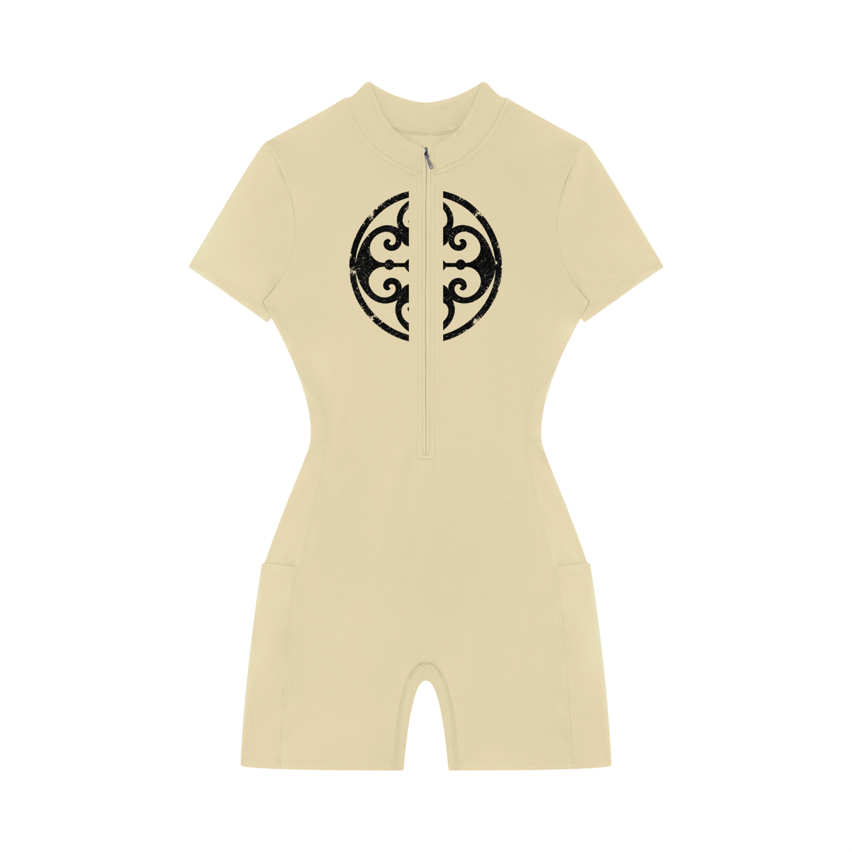 Ladies Zip Romper - Apricot