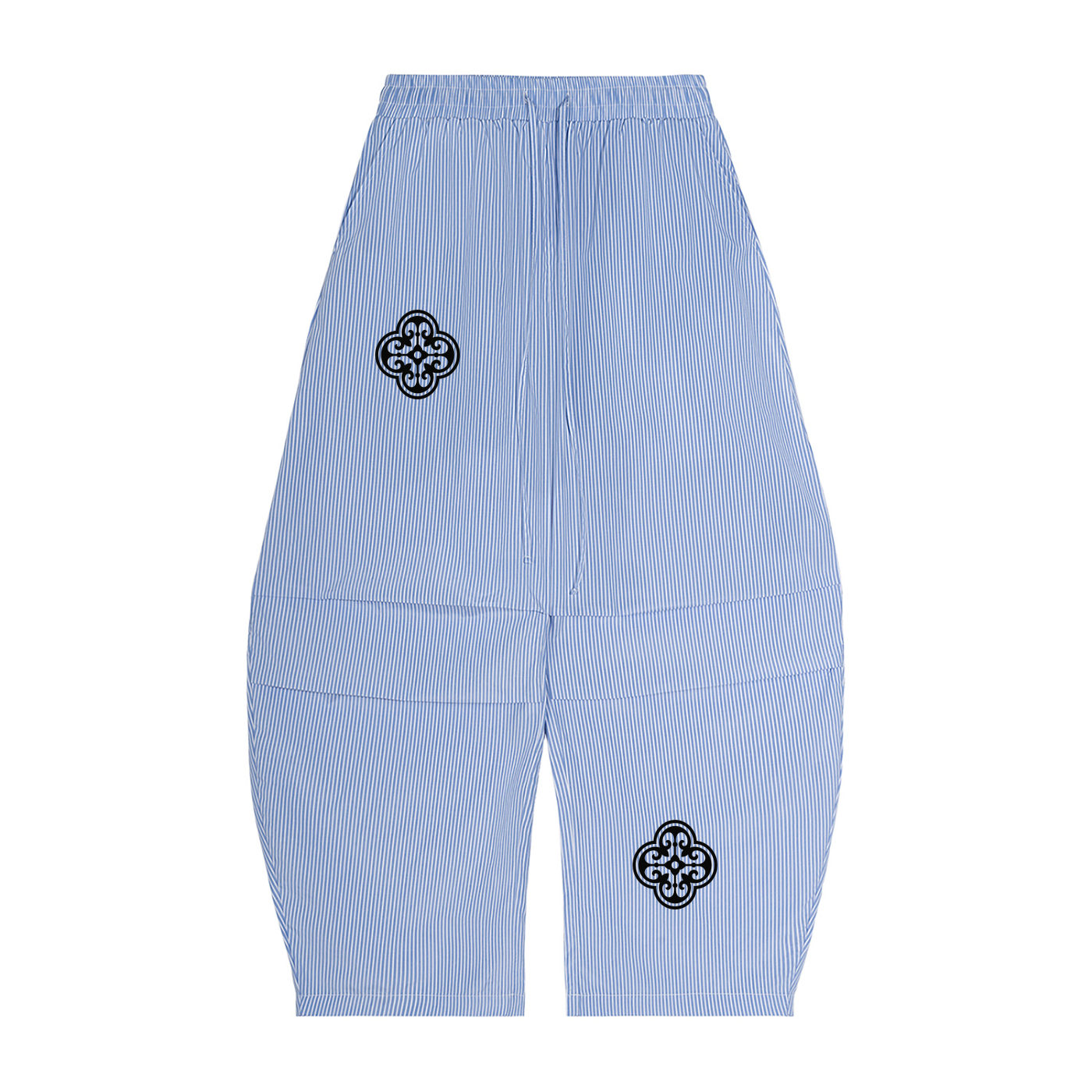Unisex Vertical Stripe Drawstring Barrel Pants