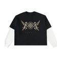 Unisex Layered Contrast Sleeve Cotton T-Shirt