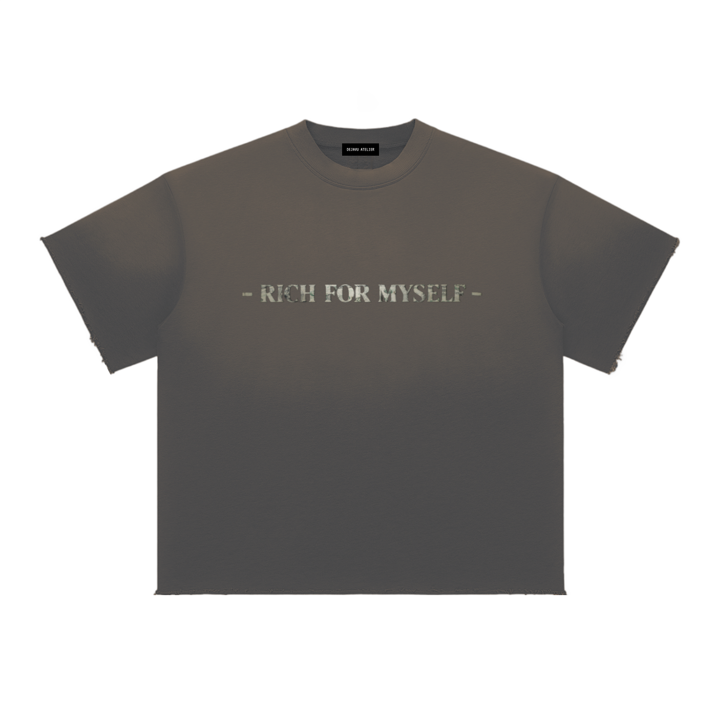 Unisex Sun Fade Raw Edge T-Shirt - Dark Gray