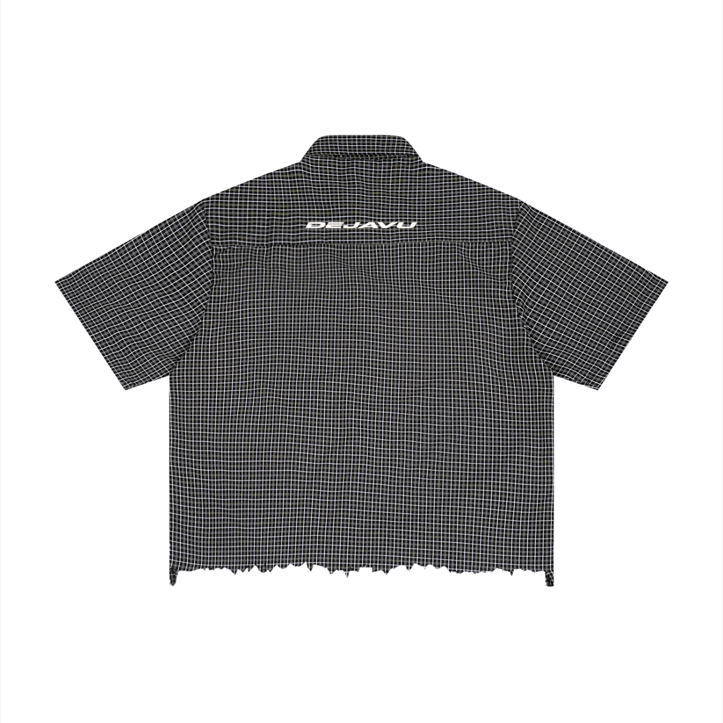 Unisex Distressed Plaid Boxy Shirt