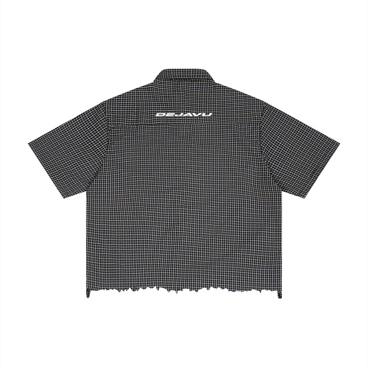 Unisex Distressed Plaid Boxy Shirt