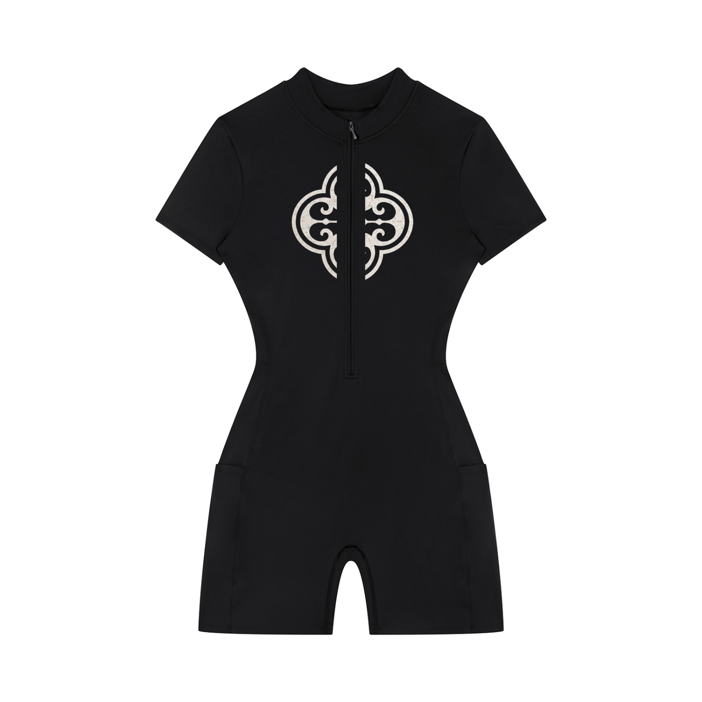 Ladies Quarter-Zip Romper - Black