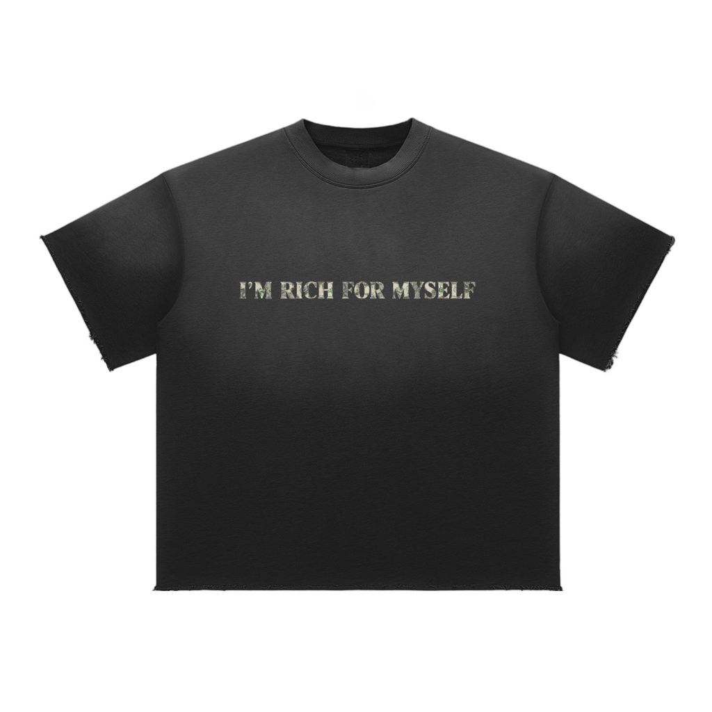 Unisex Sun Fade Raw Edge T-Shirt - Black