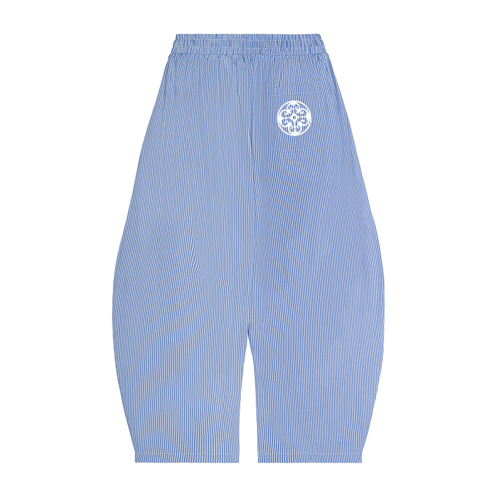 Unisex Vertical Stripe Drawstring Barrel Pants