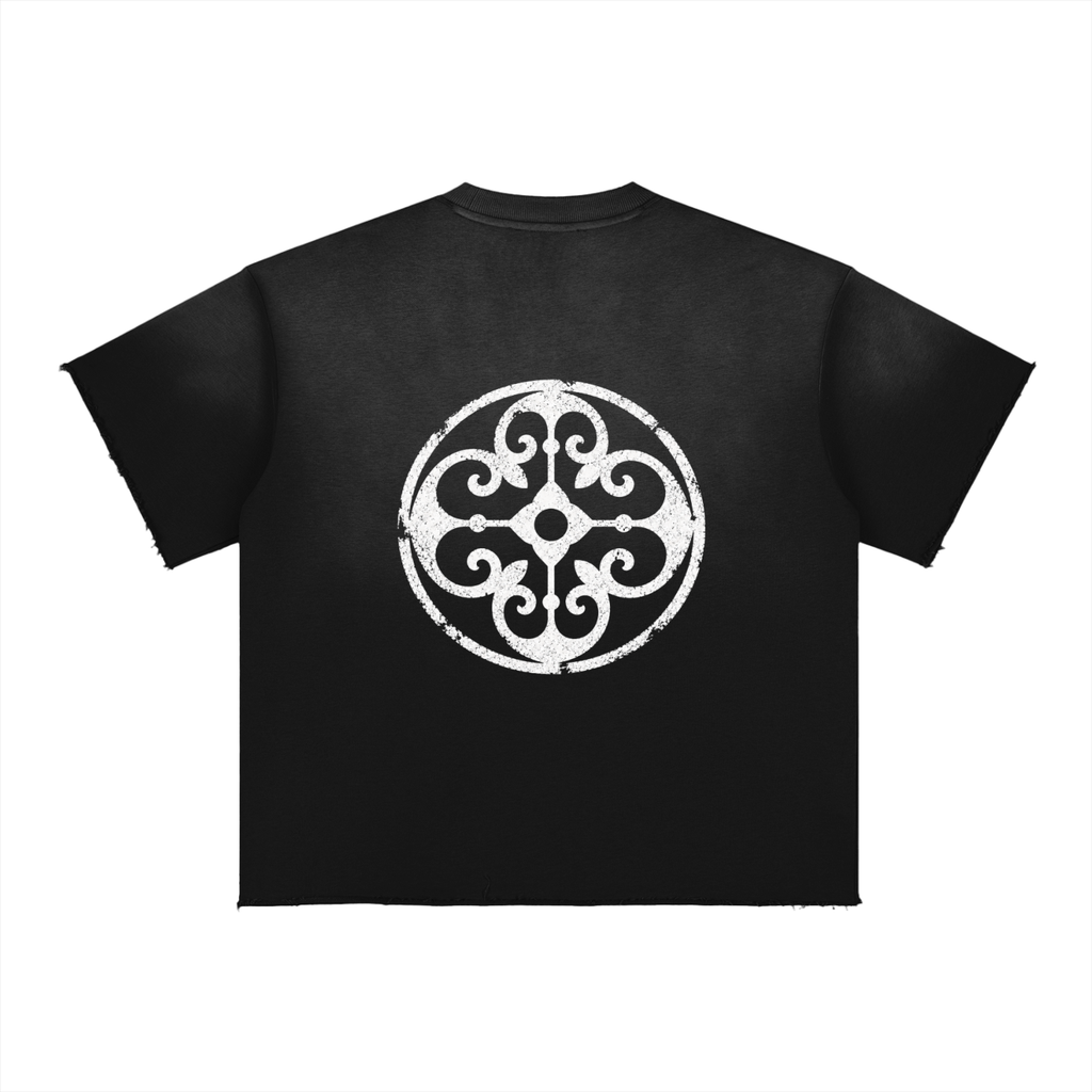 Unisex Sun Fade Raw Edge T-Shirt - Black