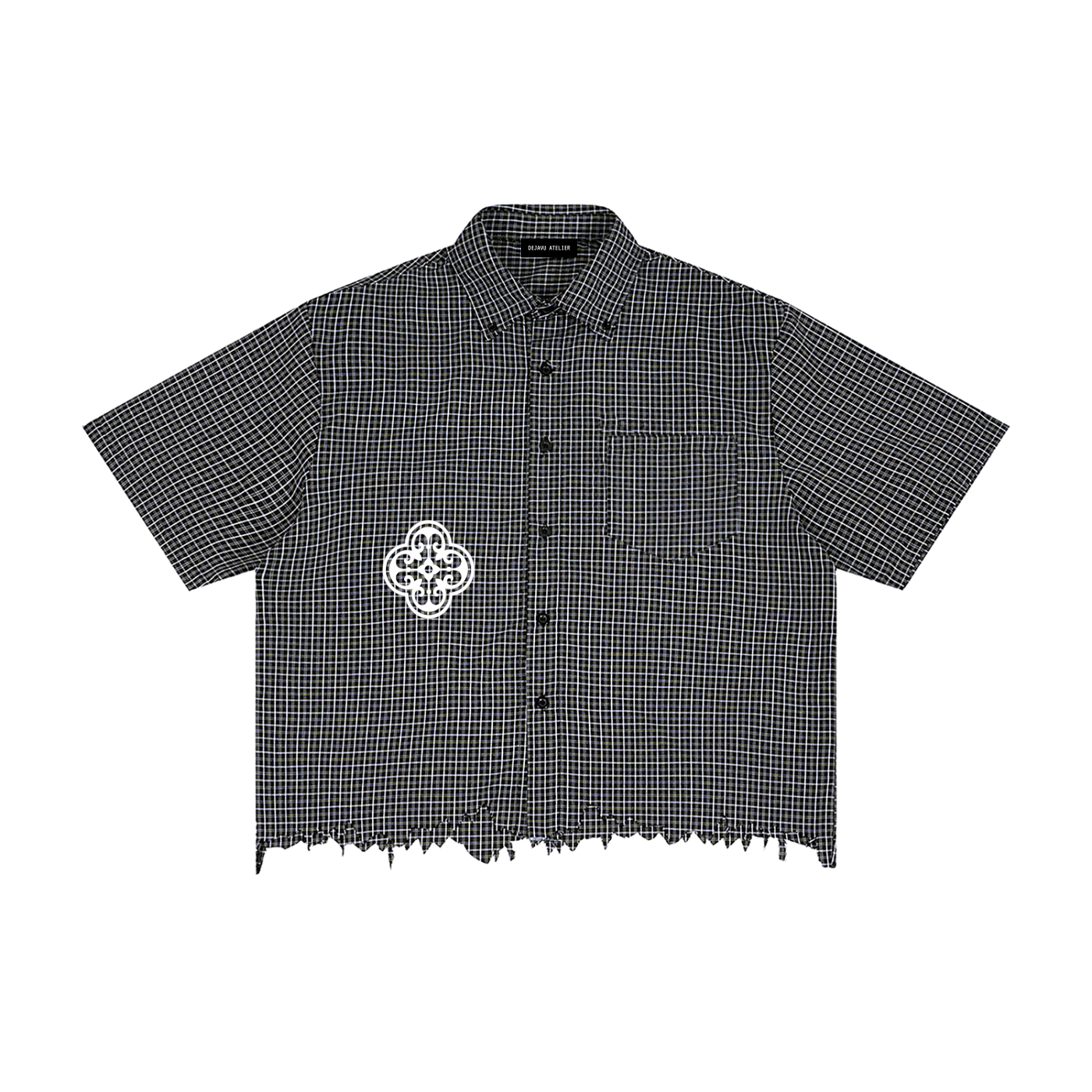 Unisex Distressed Plaid Boxy Shirt