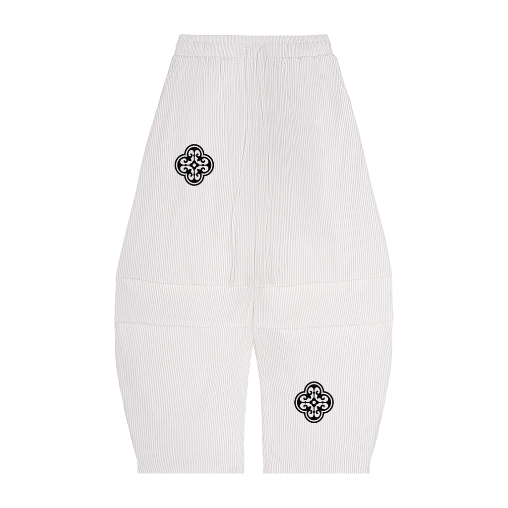 Unisex Vertical Stripe Drawstring Barrel Pants