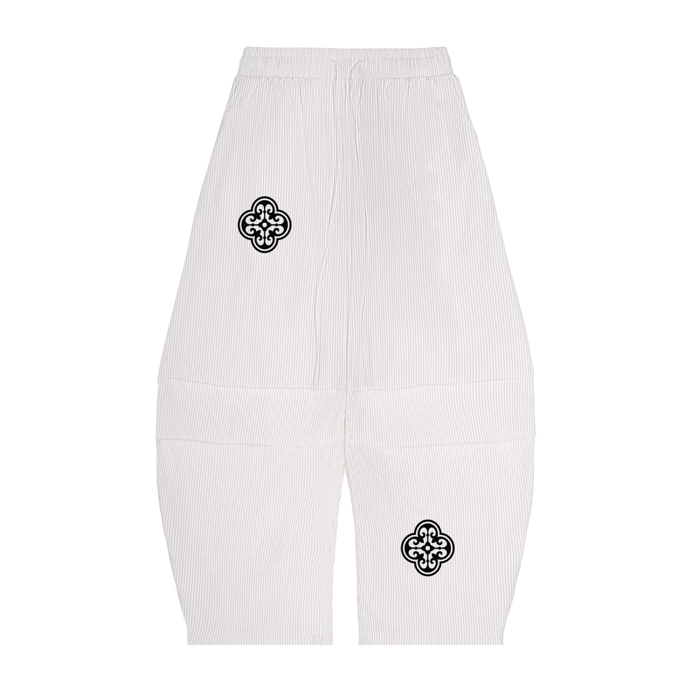 Unisex Vertical Stripe Drawstring Barrel Pants