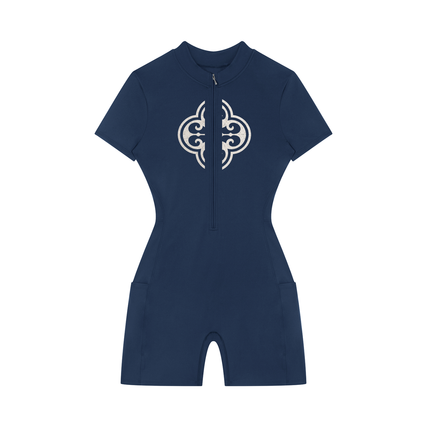Ladies Quarter-Zip Romper - Blue