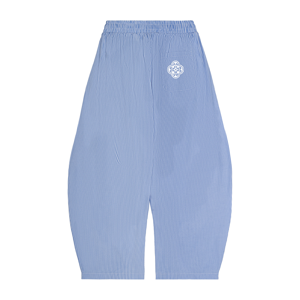 Unisex Vertical Stripe Drawstring Barrel Pants