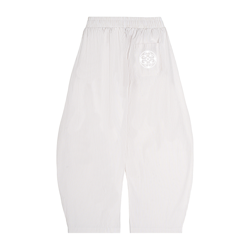 Unisex Vertical Stripe Drawstring Barrel Pants
