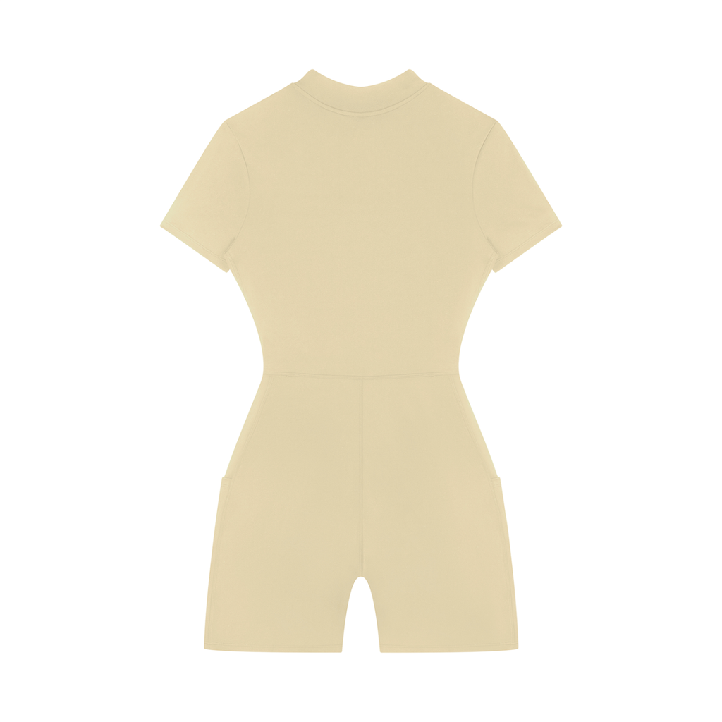 Ladies Zip Romper - Apricot