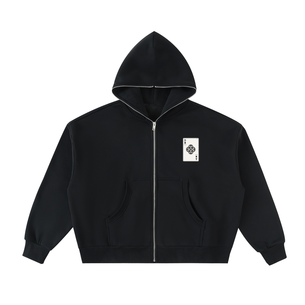 ALL IN Fleeced Full-Zip Boxy Hoodie